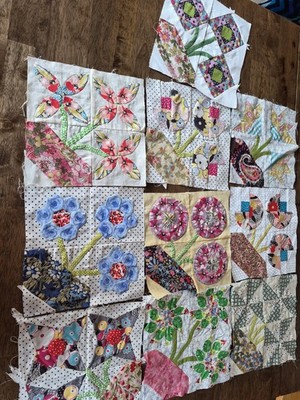 Vintage Mixed Design 10-Piece Quilt Block Orphaned Lot