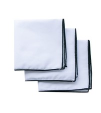 3-Pk Mens Cotton White Pocket Square with Color Border 10 Colors