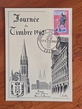 🎁 Carte FDC 1er jour JOURNEE DU TIMBRE EGLISE St PIERRE,  1962 CAEN