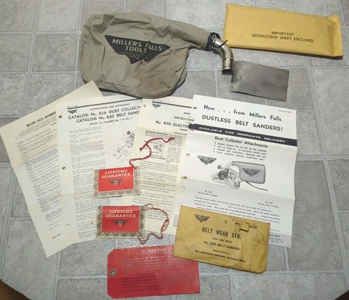 Millers Falls Tools Dust Collector Attachment + Paper Work 834 For 830 3" Sander