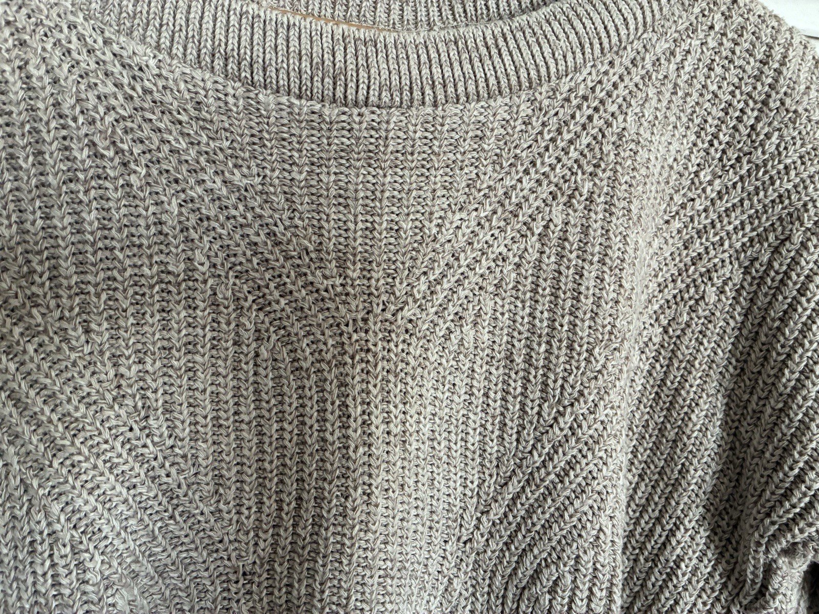 Express Cable Knit Split Back Beige  Sweater Size… - image 6