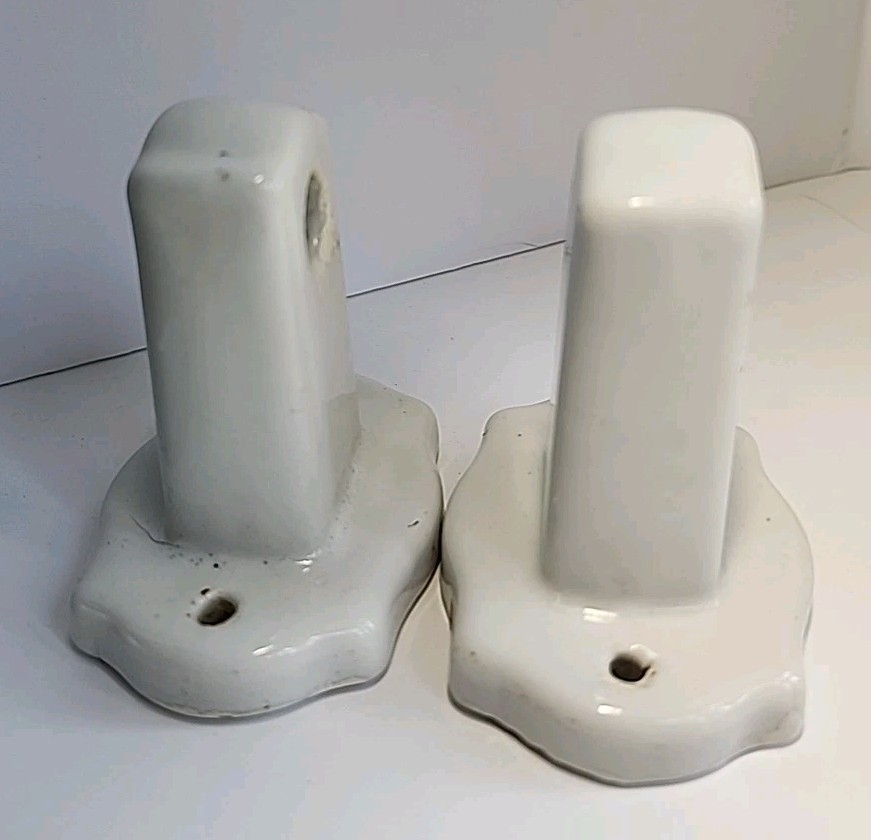 (2) White Vintage Porcelain Towel Bar Holders Brackets 2 7/8” Toilet ...