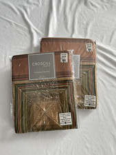 Set of 2 Croscill Carrington Stripe Euro Shams Brown Bronze 27" x 27" NWT