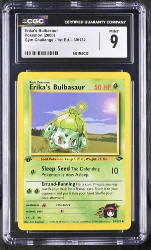 CGC 9 MINT Erika's Bulbasaur Gym Challenge 1st Edition 39/132 Pokemon Card