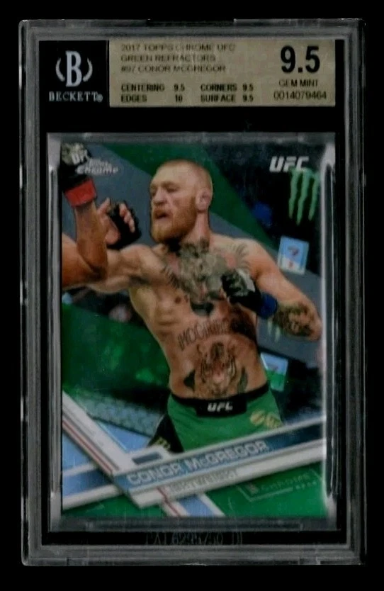 Topps Chrome UFC Conor McGregor #97 Green Refractor 2017/99 BGS 9,5 gema como nuevo Foto 3 de 4