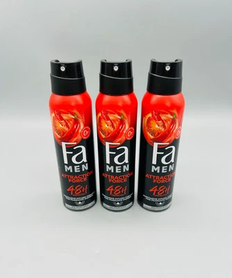 FA Men Attraction Force Deodorant & Bodyspray Deo Spray 3x 150ml 3er Pack NEU