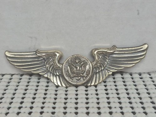 STERLING Silver WINGS Pin Military Army Air Force Pilot  WW2 3" #2
