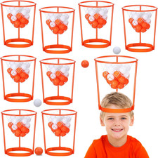 12 Pcs Head Hoop Basketball Party Game Set Portable Adjustable Basket Net Headba