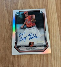 Trey Gibson 2026 Bowman Chrome 1st Bowman AUTO Refractor /499 Orioles Prospect