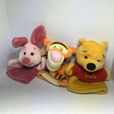 Vintage 2000 Mattel Disney Winnie The Pooh Piglet Tigger Hand Puppet Plush SET