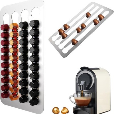 Kaffeekapseln Aufbewahrung für Nespresso Edelstahl Wandhalter mit 40 Kapazitäten
