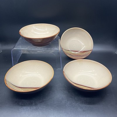 4 SANGO AVANTI BROWN BOWLS #4722 Cereal Soup 7-1/2'' Diameter EUC