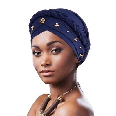 Femmes Africaine Turban prénoués Tresse Torsadée Bonnet Chimio Casquette de P... - Photo 1/3