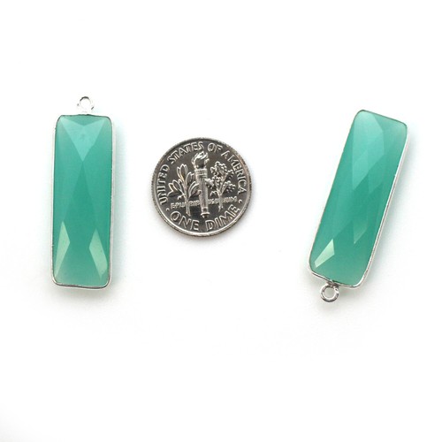 Gemstone Pendant, Elongated Rectangle Gemstone with Sterling Silver Bezel (1 pc) - Picture 32 of 52