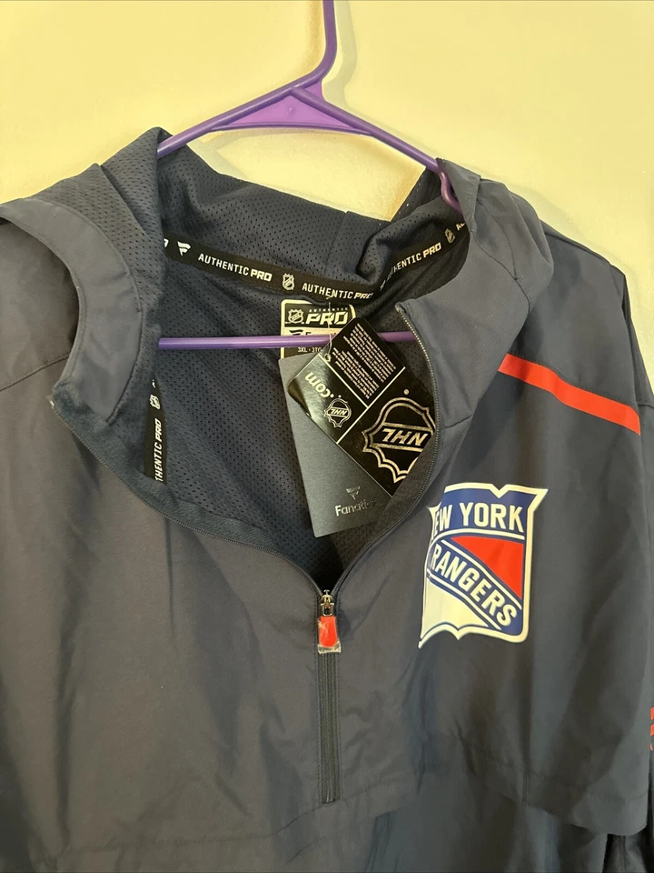 NWT Fanatics New York Rangers 1/3 Zip  Hooded Jacket 3XL - Image 3 of 4
