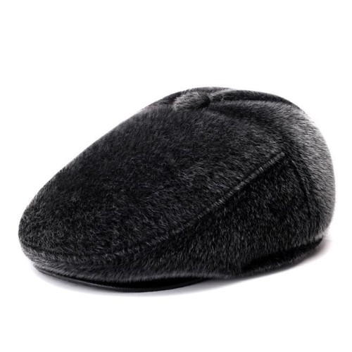 Faux Fur Newsboy Cap Flat Dad Visor Autumn and Winter - Picture 12 of 14