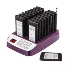 Pager Restaurant System 16 Buzzers Vibration Flashing Wireless Calling Guest ...