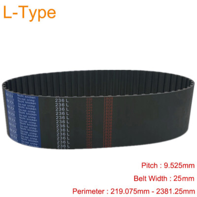 L-Type Rubber Timing Belt Pitch 9.525mm Close Loop Synchronous Width 25mm for 3D