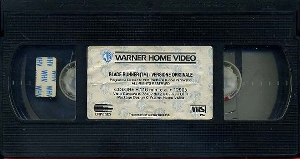BLADE RUNNER DIRECTOR'S CUT MONTAGGIO ORIGINALE VHS E CUSTODIA ORIGINALE WARNER - Immagine 2 di 2