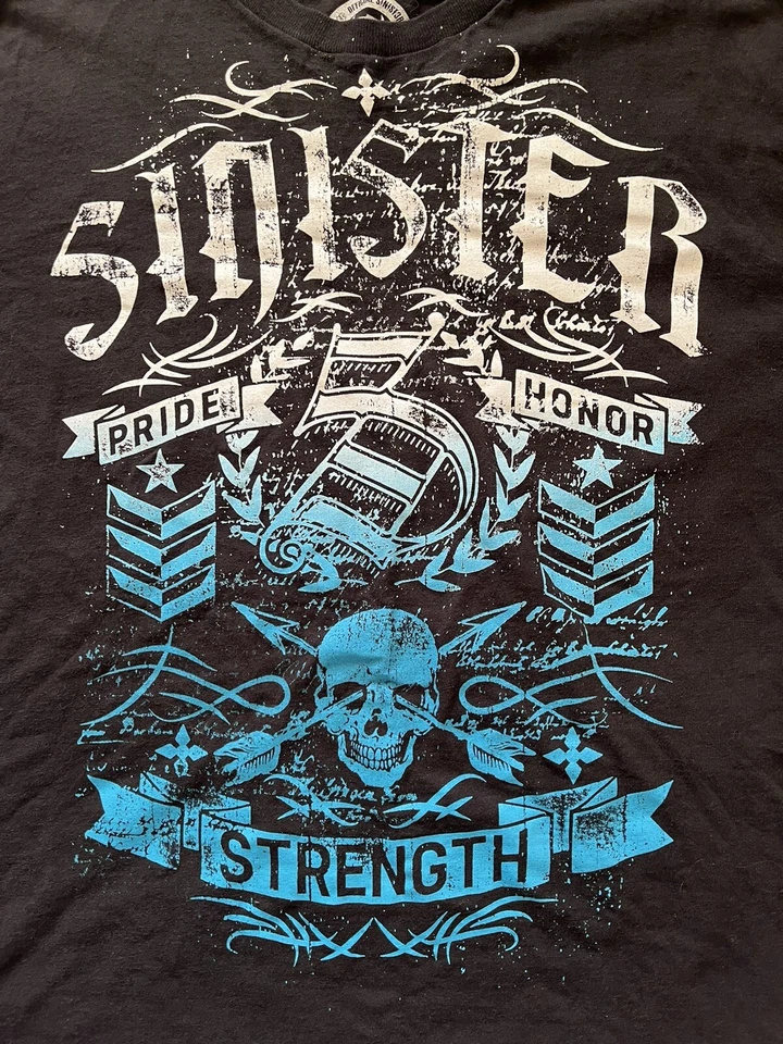 Camiseta Marca SINISTER Orgullo Honor Fuerza Y2K MMA Calavera Gótica Para Hombre 2XL XXL Foto 2 de 4