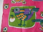 Vintage Hanky Handkerchief signed Monique Retro Birds 1950's 60's Pink Green
