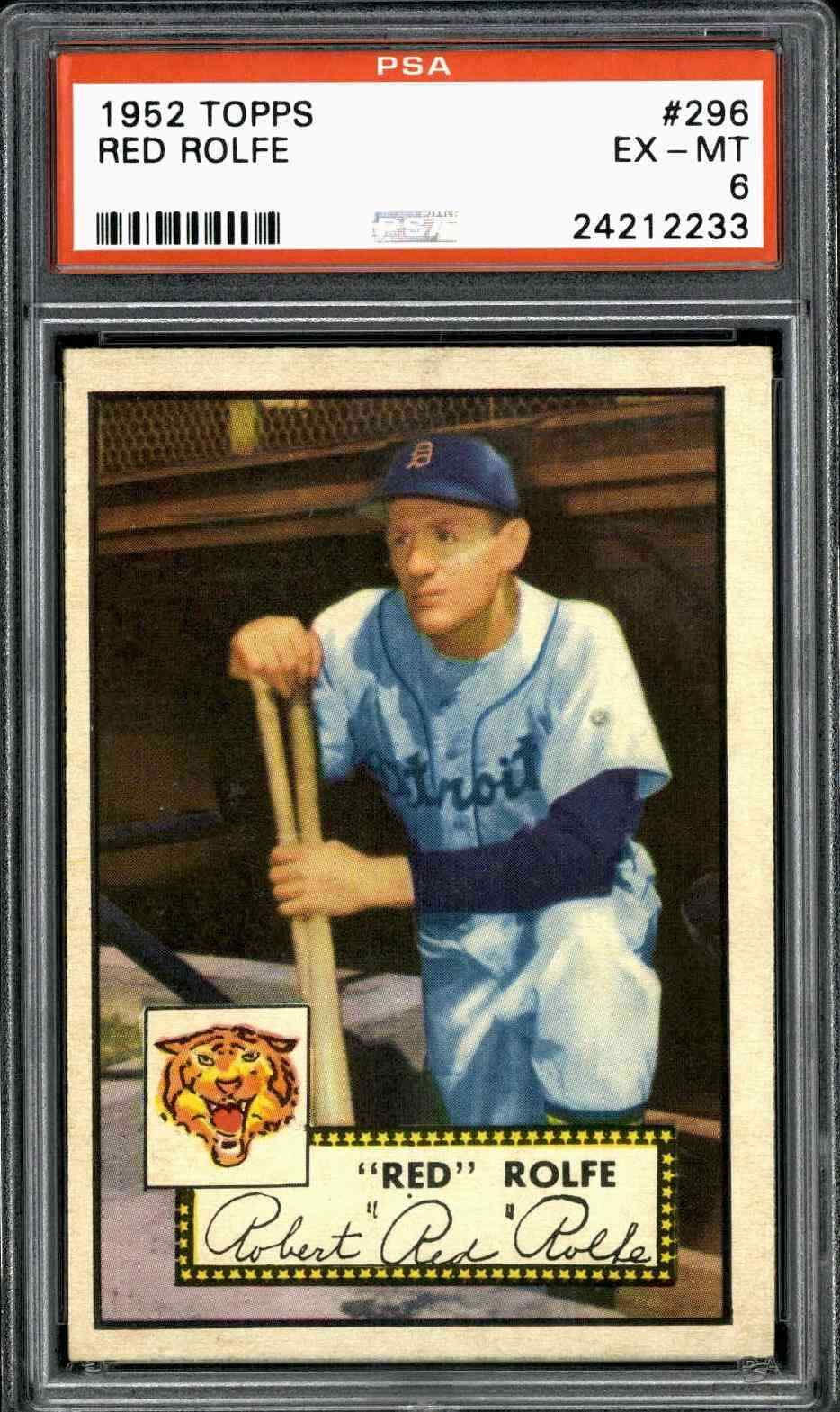 1952 Topps #296 Red Rolfe - PSA 6