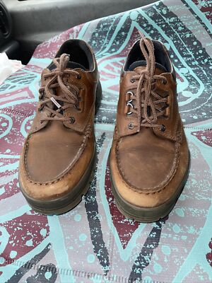 Ecco Men's Low Track Boot Shoes Sz 44 US Sz 10 Gore Tex Brown Leather Footwear