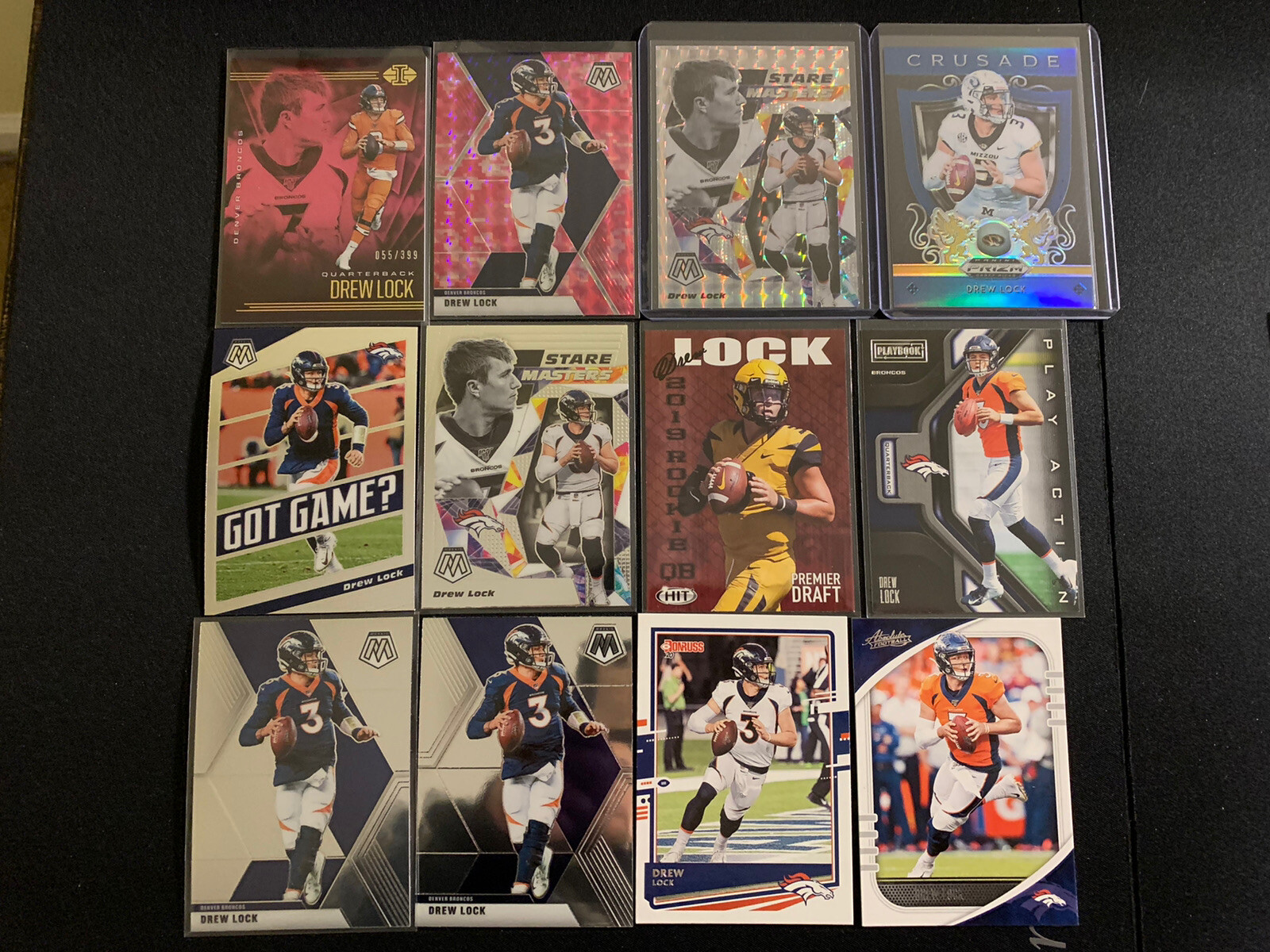 Drew Lock Lot (12) Illusions /399 + Mosaic Stare Master Silver Prizm + Pink + RC