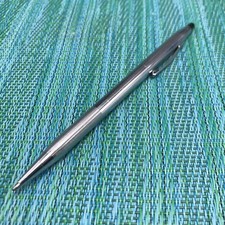 Cross Century Chrome Ballpoint Pen Slim USA Black Ink Ribbed Knurled Grip Barrel