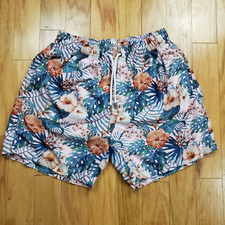 Franks Swim Trunks Suit Beach Summer Pool Swim Floral Hawaii Palm Leaves Large