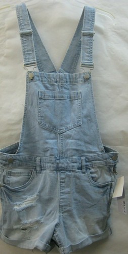 JustFab Jean Shorts Overalls Sz 28 NWT Shortalls S-24 - 第 1/8 張圖片