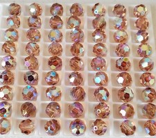 Swarovski 5000 8mm Round beads, Light Colorado Topaz AB2X, Rare 8pcs 