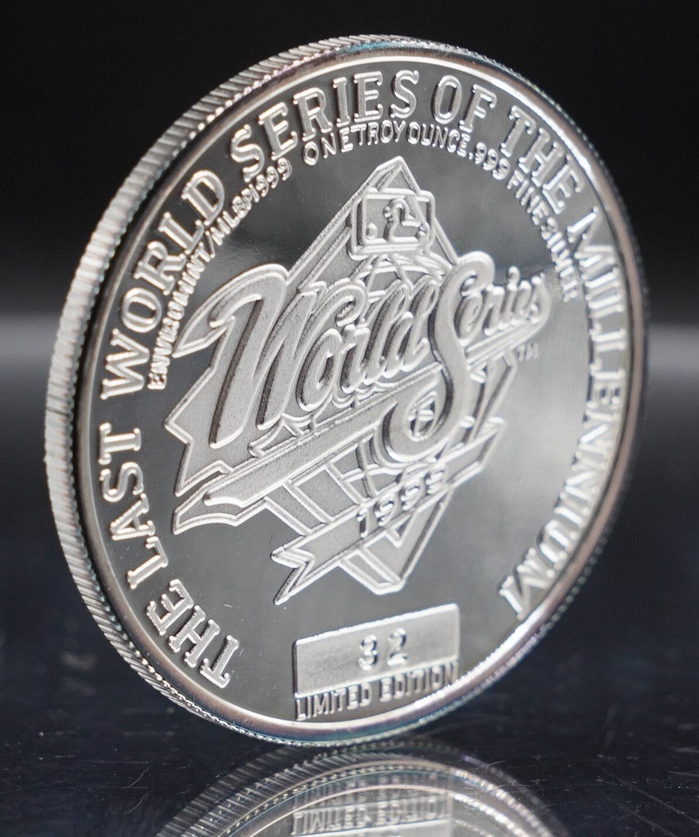 1999 Atlanta BRAVES LAST World Series #32 Baseball 1oz 999 SILVER