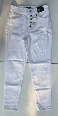 EXPRESS Jeans Women's Size 2 R White Button Fly Cropped Skinny High Rise NWT!