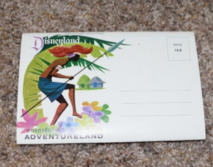 VINTAGE COLORFUL SCENES POSTCARD BOOK FROM DISNEYLAND ADVENTURELAND 12 Cards