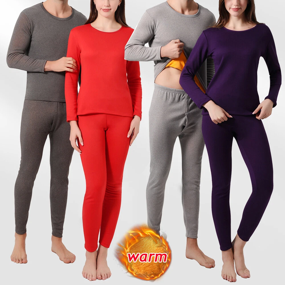 Women Men Thermal Top Long John Pajamas Set Thick Fleece Clothing Underwear Warm