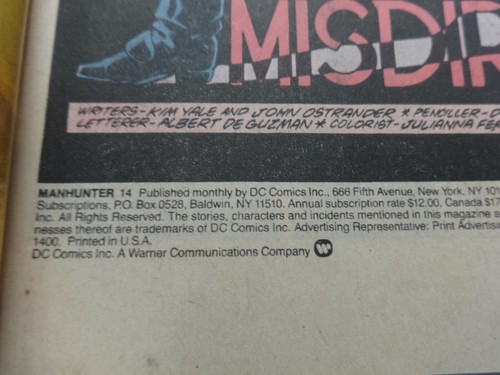 Manhunter #14 1989 DC Comics Signed by John Ostrander Very Fine Condition - Picture 9 of 10