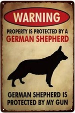 WARNING Sign No Trespassing Metal Sign German Shepherd Dog Attack Dog