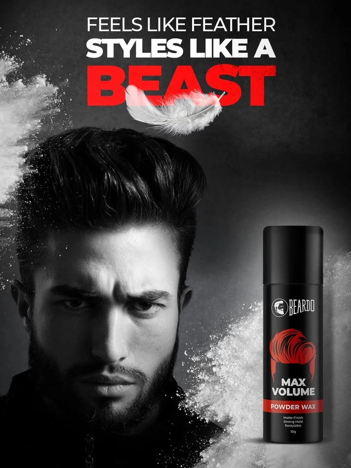 Cera en polvo Beardo Max Volume 10 gm|Acabado mate|Cera de peinado de sujeción fuerte Foto 4 de 4