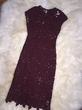 J.CREW COLLECTION SCALLOPED LACE DRESS SZ 00 DARK WINE  $398 RARE!!!!