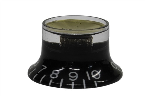 Bell Hat Knobs Black Gold Reflector for Import guitars 4pk - Picture 2 of 4