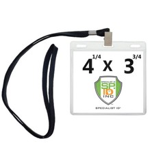 50 Pack- 4x3 Name Badge Holders with Lanyards Horizontal 4 x 3 for Events