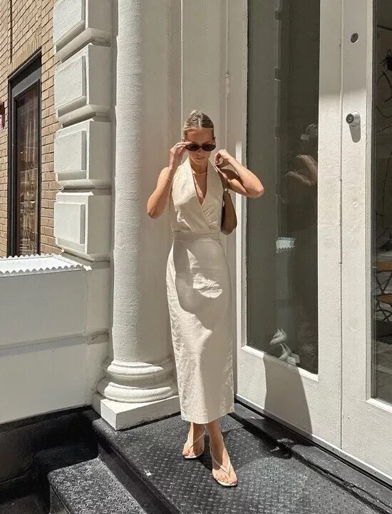 chinese dress ladies ZARA. Beige linen embroidered dress T.xs – Hibuy market main image 0