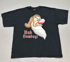 Vintage Disney Shirt Mens XL Black Snow White Seven Dwarfs Grumpy Cartoon Y2K