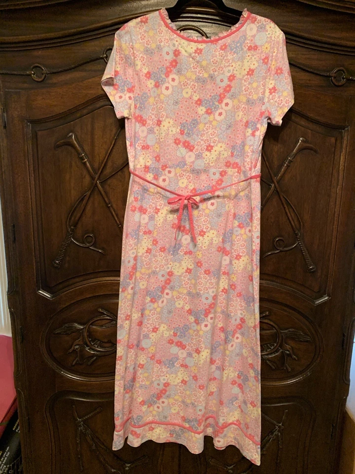 Hanna Andersson Large Womens Floral Dress Long Pink Lavender L EUC Spring Easter - Image 3 of 4