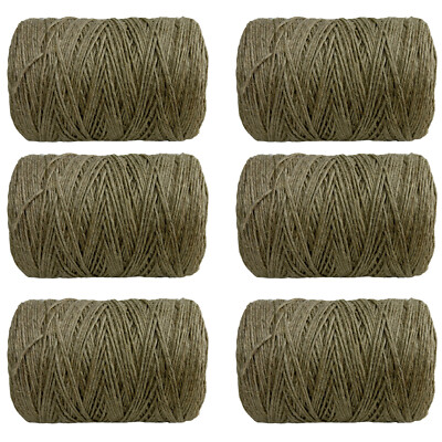 6 x 406 poliertes Flachsgarn 250 Gramm Spule Natur Nähen Basteln Garn 1,5 mm