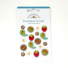 Doodlebug Boutique Brads - Tutti Fruitti Paisleys Strawberries - NEW