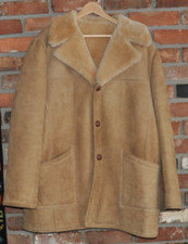 Tan Shearling Sheepskin Leather Wool Winter Rancher Coat Jacket Marlboro Man 46