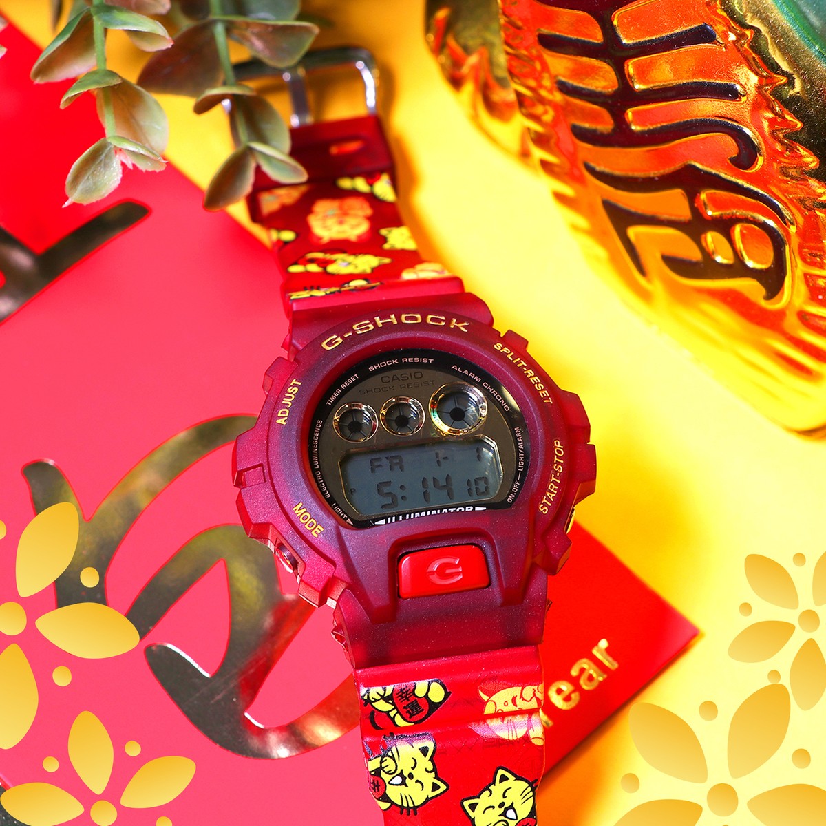 G-Shock DW-6900 Lucky Cat Manekineko Custom Design Digital Resin