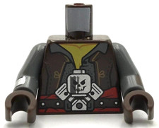 Lego Nuevo Chaleco Torso Marrón Oscuro Gris Azulado Oscuro Camisa Plata Calavera Parte